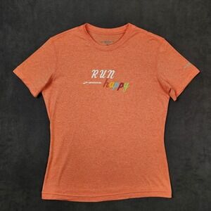 Brooks Running Shirt Womens Medium Orange Run Happy Activewear‎ Top Athletic